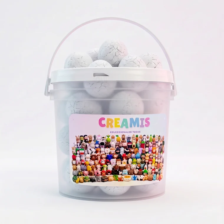 Balde Fiesta Creamis con 30 huevos sorpresa adentro